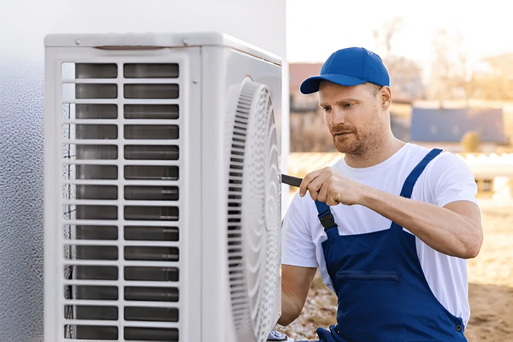 Technician Working On AC